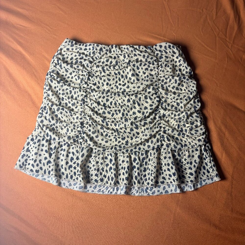 Kiriols Los Angeles Cheetah Print Mini Skirt with Ruching Large